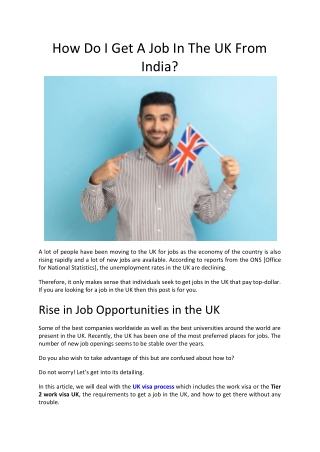 How Do I Get A Job In The UK From India