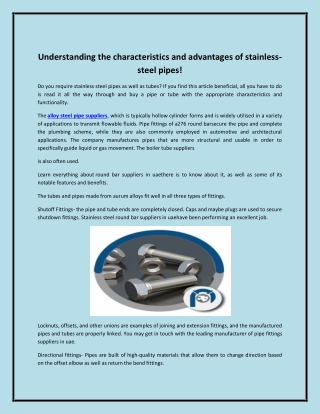 Understanding the characteristics and advantages of stainless