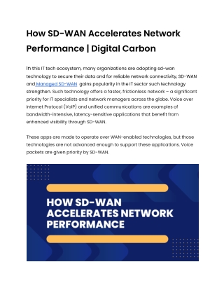 How SD-WAN Accelerates Network Performance | Digital Carbon