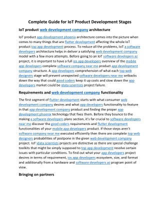 Complete Guide for IoT Product Development Stages