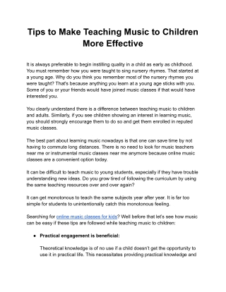 Tips to Make Teaching Music to Children More Effective