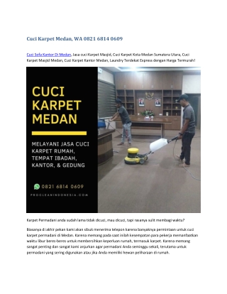 Cuci Karpet Medan, WA 0821 6814 0609