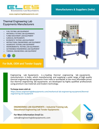 Thermal Engineering Lab Equipments Manufacturers