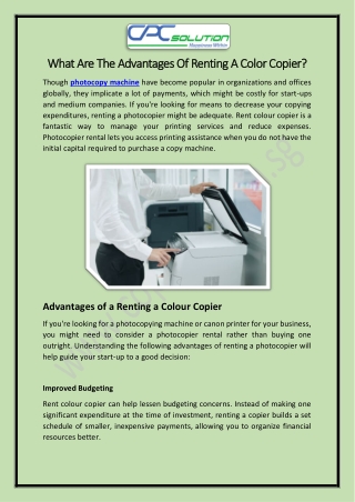 What Are The Advantages Of Renting A Color Copier?