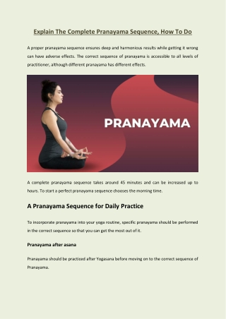 Explain The Complete Pranayama Sequence, How To Do