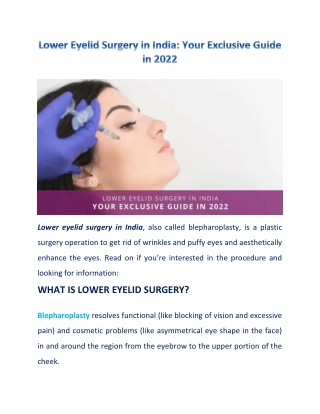 Everything You Need to Know About Lower Eyelid Surgery in India
