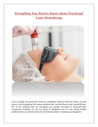 Everything You Need to Know about Fractional Laser Resurfacing