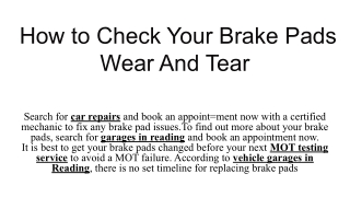 How to Check Your Brake Pads Wear And Tear