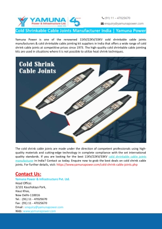 Cold Shrink Cable Joints