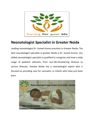 Neonatologist Specialist in Greater Noida