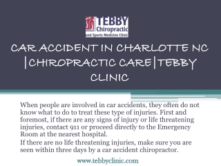 Car Accident in Charlotte NC | Chiropractic Care | Tebby Clinic