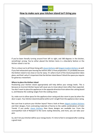 Stosa Kitchen Store New York - How to make sure your kitchen island isn’t tiring you