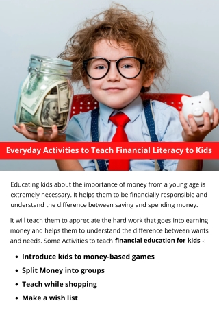 Everyday Activities to Teach Financial Literacy to Kids