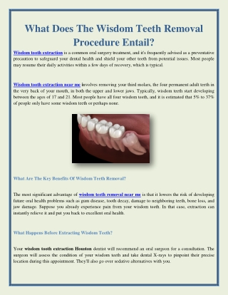 What Does The Wisdom Teeth Removal Procedure Entail?