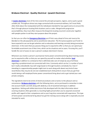 Brisbane Electrical - Quality Electrical - Ipswich Electrician