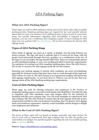 ADA Parking Signs