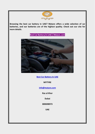Best Car Battery In UAE