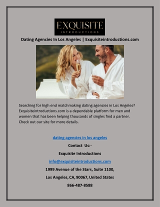 Dating Agencies In Los Angeles | Exquisiteintroductions.com