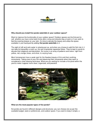 Why should you install koi ponds waterfalls in the outdoor space_