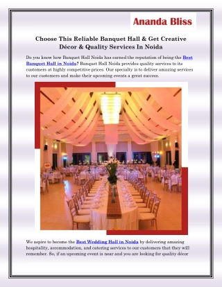 Best Banquet Hall in Noida