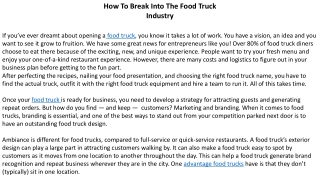 How To Break Into The Food Truck Industry