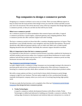 Top companies to design e-commerce portals