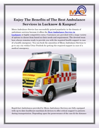 Best Ambulance Service in Lucknow