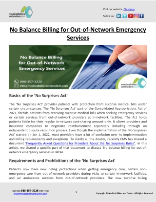 No Balance Billing for Out-of-Network Emergency Services