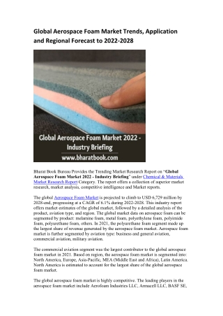 Global Aerospace Foam Market Trends, Application and Regional Forecast to 2022-2028