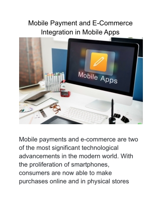 Mobile Payment and E-Commerce Integration in Mobile Apps
