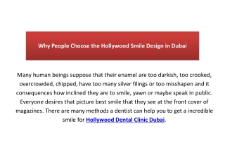 Why People Choose the Hollywood Smile Design in Dubai