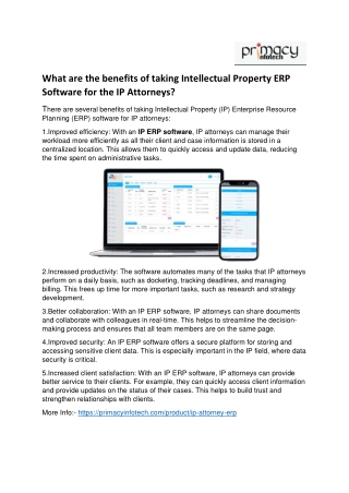 What are the benefits of taking IP ERP Software for the IP Attorneys