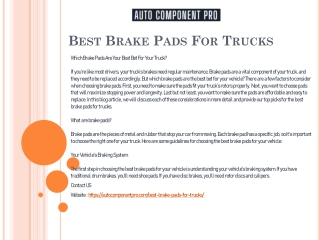 Best Brake Pads For Trucks