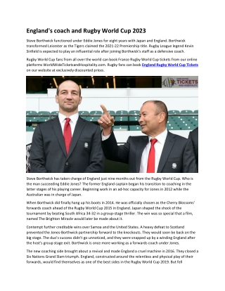 England's coach and Rugby World Cup 2023