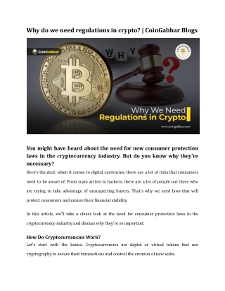 Why do we need regulations in crypto