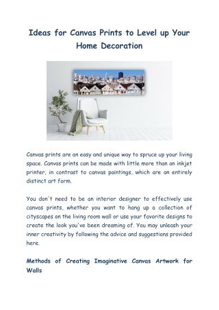 Ideas for Canvas Prints to Level up Your Home Decoration