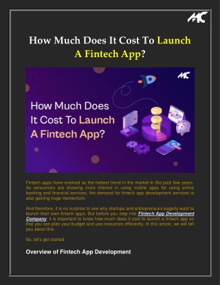 How Much Does It Cost To Launch A Fintech App