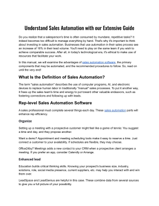 Understand Sales Automation with our Extensive Guide