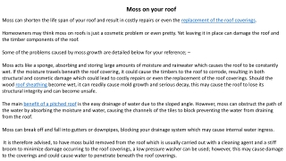 Moss on your roof