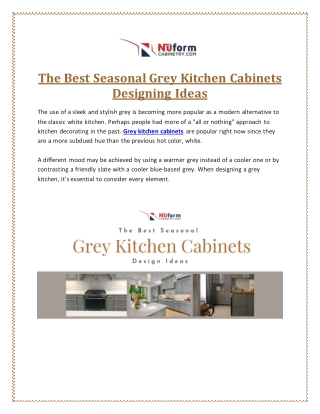 The Best Seasonal Grey Kitchen Cabinets Designing Ideas