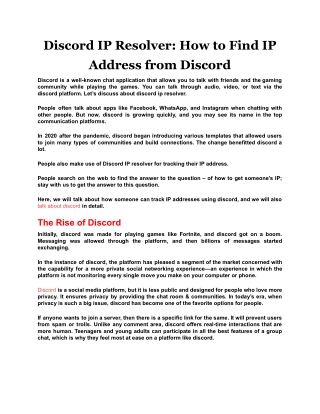 Discord IP Resolver How to Find IP Address from Discord