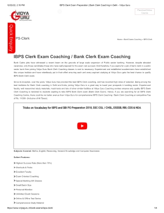 Coaching for the IBPS Cleark Exam and Bank Clerk Exam