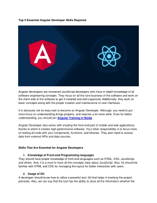 Top 5 Essential Angular Developer Skills Required
