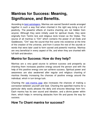 Mantras for Success: Meaning, Significance, and Benefits.