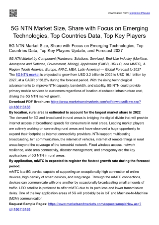 5G NTN Market Size, Share with Focus on Emerging Technologies, Top Countries