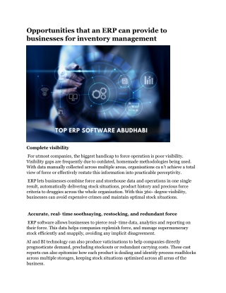 Opportunities that an ERP can provide to businesses for inventory management