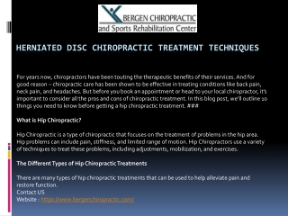 Herniated Disc Chiropractic Treatment Techniques