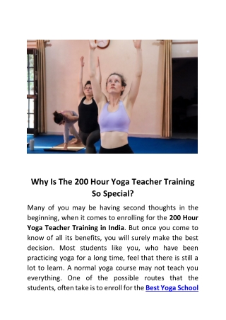 Why Is The 200 Hour Yoga Teacher Training So Special?