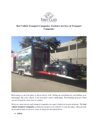 Auto Auction Transportation Services: Compelling Benefits of Automobile Transpor