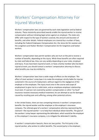 Workers' Compensation Attorney For Injured Workers